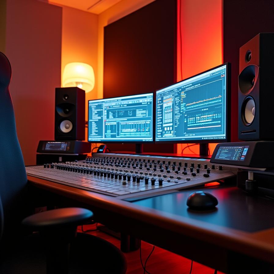 Professional audio mixing and mastering studio setup